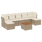 Set Divano da Giardino 8 pz con Cuscini Beige in Polyrattan