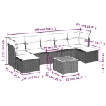 Set Divano da Giardino 8 pz con Cuscini Beige in Polyrattan