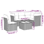 Set Divano da Giardino 6 pz con Cuscini Beige in Polyrattan