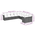 Set Divano da Giardino 10 pz con Cuscini Beige in Polyrattan