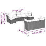 Set Divano da Giardino 10 pz con Cuscini Grigio in Polyrattan
