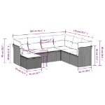 Set Divani da Giardino 7 pz con Cuscini Marrone in Polyrattan