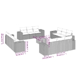 Set Divani da Giardino 13pz con Cuscini Nero in Polyrattan