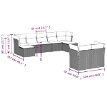 Set Divano da Giardino 9 pz con Cuscini Beige in Polyrattan