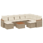 Set Divano da Giardino 10 pz con Cuscini Beige in Polyrattan