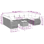 Set Divani da Giardino 10pz con Cuscini in Polyrattan Marrone