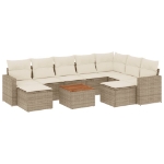 Set Divano da Giardino 10 pz con Cuscini Beige in Polyrattan