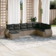 Set Divano da Giardino 8 pz con Cuscini Grigio in Polyrattan