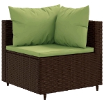 Set Mobili da Giardino 6pz con Cuscini in Polyrattan Marrone