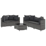 Set Divano da Giardino 6 pz con Cuscini Grigio in Polyrattan