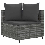 Set Divano da Giardino 6 pz con Cuscini Grigio in Polyrattan