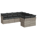 Set Divano da Giardino 8pz con Cuscini Grigio Chiaro Polyrattan