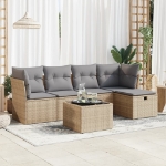 Set Divano da Giardino 6 pz con Cuscini Beige in Polyrattan