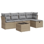 Set Divano da Giardino 6 pz con Cuscini Beige in Polyrattan