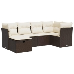 Set Divano da Giardino 6 pz con Cuscini Marrone in Polyrattan