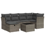 Set Divani da Giardino 7 pz con Cuscini Grigio in Polyrattan