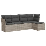 Set Divano da Giardino 5pz con Cuscini Grigio Chiaro Polyrattan