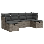 Set Divano da Giardino 6 pz con Cuscini Grigio in Polyrattan
