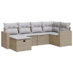 Set Divano da Giardino 6 pz con Cuscini Beige in Polyrattan
