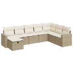 Set Divano da Giardino 8 pz con Cuscini Beige in Polyrattan