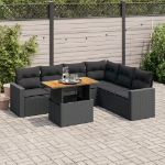 Set Divani da Giardino con Cuscini 7pz Nero Polyrattan