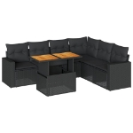 Set Divani da Giardino con Cuscini 7pz Nero Polyrattan