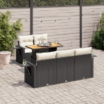 Set Divano da Giardino 6 pz con Cuscini Nero in Polyrattan