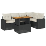 Set Divano da Giardino 6 pz con Cuscini Nero in Polyrattan