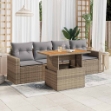 Set Divano da Giardino 5 pz con Cuscini Beige in Polyrattan