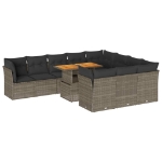 Set Divani da Giardino 11 pz con Cuscini in Polyrattan Grigio