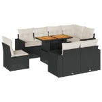 Set Divani da Giardino 9 pz con Cuscini Nero in Polyrattan