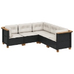 Set Divani da Giardino 5 pz con Cuscini in Polyrattan Nero