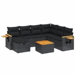Set Divani da Giardino con Cuscini 8 pz Nero in Polyrattan