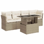 Set Divano da Giardino 5 pz con Cuscini Beige in Polyrattan