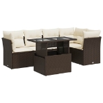 Set Divano da Giardino 6 pz con Cuscini Marrone in Polyrattan