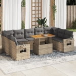 Set Divano da Giardino 10 pz con Cuscini Beige in Polyrattan