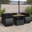 Set Divani da Giardino con Cuscini 7pz Nero Polyrattan
