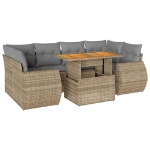 Set Divani da Giardino 7 pz con Cuscini Beige in Polyrattan