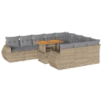 Set Divani da Giardino 11 pz con Cuscini Beige in Polyrattan