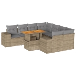 Set Divano da Giardino 9 pz con Cuscini Beige in Polyrattan