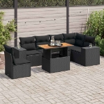 Set Divani da Giardino con Cuscini 7pz Nero Polyrattan