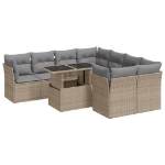 Set Divano da Giardino 9 pz con Cuscini Beige in Polyrattan