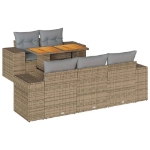 Set Divano da Giardino 6 pz con Cuscini Beige in Polyrattan