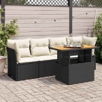 Set Divani da Giardino 5 pz con Cuscini in Polyrattan Nero