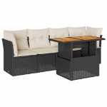 Set Divani da Giardino 5 pz con Cuscini in Polyrattan Nero