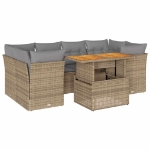 Set Divani da Giardino 7 pz con Cuscini Beige in Polyrattan