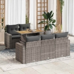 Set Divano da Giardino 6 pz con Cuscini Grigio in Polyrattan