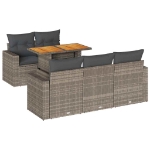 Set Divano da Giardino 6 pz con Cuscini Grigio in Polyrattan