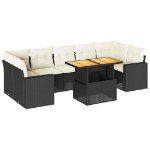 Set Divani da Giardino con Cuscini 8 pz Nero in Polyrattan