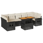 Set Divani da Giardino con Cuscini 8 pz Nero in Polyrattan